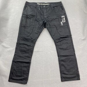 ETO Jeans Mens 40R (Fits 41x31) Black Denim Pants  Button Fly